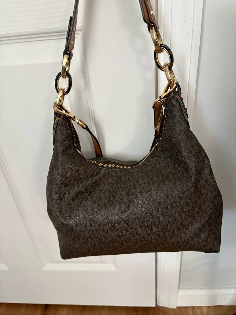 Michael Kors Monogram Classic Brown & Tan Hobo